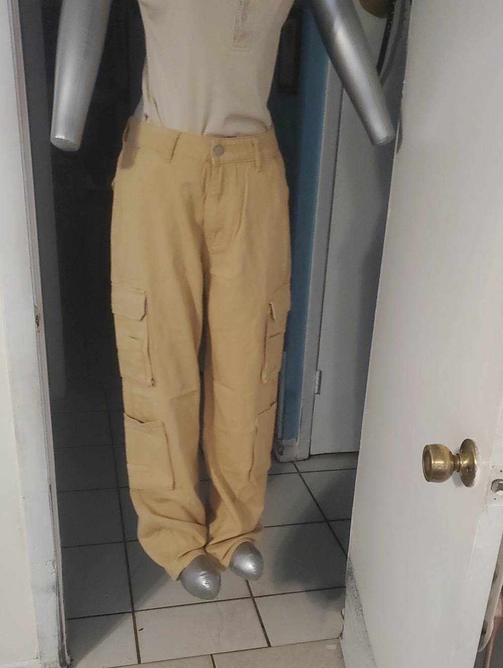 Women's Tan Cargo Pants - Utility Pocket Design